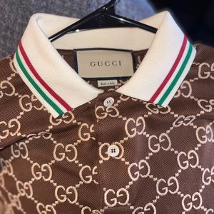 Mens GG embroidered cotton pique polo